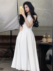 Cyflymder Vintage Red Sleeveless Slim Midi Dresses for Women Fashion Casual Chic Birthday Robe Elegant Party Female Clothing Summer