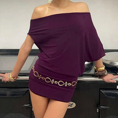 Cyflymder Asymmetrical Off Shoulder Mini Dresses Woman Clothes Fashion Sexy Summer Dress
