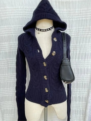 Cyflymder Fashion Vintage American Solid Knitted American Cardigan Harajuku All Match Punk Jumpers Y2k Aesthetic Spring Autumn Clothes