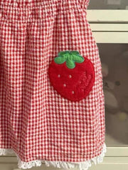 Cyflymder Cute Strawberry Plaid Crop Tops Women Sweet Kawaii Puff Sleeve Lace Bow Blouse New Japanese Style Strawberry Fairy Shirt