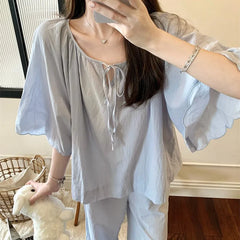 Cyflymder Summer New Round Neck Lace-up Soft Loungewear Casual Loose Girl