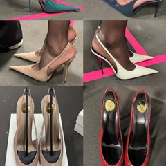 Cyflymder New thin heeled pointed sandals with women's patent leather, shallow mouth temperament, high heels, toe caps, single shoes