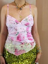 Cyflymder Women Summer Irregular Camisole Casual Lettuce Trim Floral Print V-Neck Spaghetti Straps Tank Tops