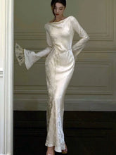 Cyflymder Autumn Evening Dresses for Women Bodycon Wedding Prom Robe Flare Sleeve Swinging Collar French Vintage Midi Vestidos Mujer New