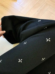 Cyflymder White rhinestone knitted pants for women autumn winter high waist thick warm loose soft straight leg wide leg pants 2025 New