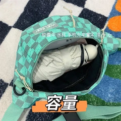 Cyflymder Korean Retro Chessboard Chest Bag Women's Japanese Versatile Leisure Large Capacity Messenger Bag Men's Sports Waist Bag Fashion