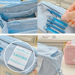 Cyflymder Large Capacity Canvas Pen Bag Kawaii Pencil Case Korean Stationery Back to School Cute Supplies Ladies Cosmetic Bag Stationery