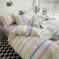 Cyflymder Bonenjoy Bed Linen Set Stripe Style Bedding Home Soft Bedsheet Set Single/Double/Queen/King Size Bedclothes juegos de sábanas