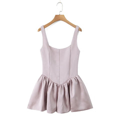 Cyflymder Puffy Pure Desire Sexy Flower Bud Dress Women's New 2025 French Style Slimming Short Dress Waist-Cinching Elegant Gown