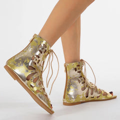 Cyflymder Summer Shoes Women Light Luxury Minimalist High-heeled Roman Sandals Lace Up Women Shoes Sandalias