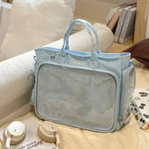 Cyflymder Vintage Y2k Aesthetic Simple Shoulder Crossbody Bags All Match Trendy Transparent Ita Bag Ins Casual Backpack for Women Students