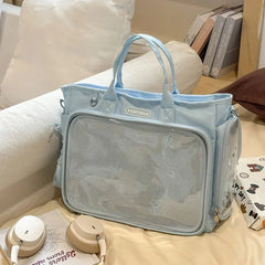 Cyflymder Vintage Y2k Aesthetic Simple Shoulder Crossbody Bags All Match Trendy Transparent Ita Bag Ins Casual Backpack for Women Students