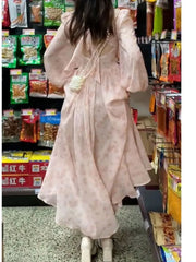 Cyflymder France Vintage Floral Dress Women Spring Print Party Midi Dresses Female Holiday Long Sleeve Korean Fashion Chiffon Dress