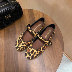 Cyflymder Low Heels Leopard Shoes Ballerinas Woman 2025 Modis Round Toe Casual Female Sneakers Flats All-Match Ballet Cute Dress leopard M