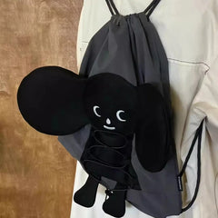 Cyflymder Trendy Patchwork Cartoon Kawaii Cute Backpack Drawstring Pleated Preppy Schoolbags Y2k Aesthetic All Match Backpacks Streetwear