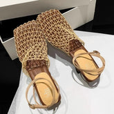 Cyflymder New Mesh Design Women's Sandals Square Toe Muller Slippers Fashion High Heels Summer Casual Office Shoes Sandalias Mujer