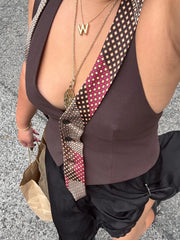 Cyflymder Women's Vintage Sexy Vest with Tie, Halter Buttons, Sleeveless Tops, Elegant Romance, Spring and Autumn Fashion