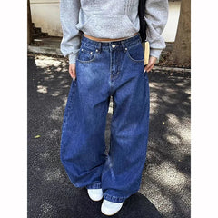 Cyflymder Women Blue Gothic Y2k Baggy Emo Jeans Harajuku Vintage Denim Trousers Aesthetic 2000s Style Oversize Boyfriend Jeans Pants 2025