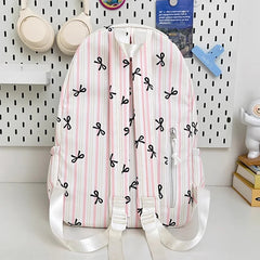 Cyflymder High-capacity Women Sweet Preppy Backpacks Japanese Y2k Aesthetic Fashion Students Backpack Kawaii Striped Bow Print Schoolbags