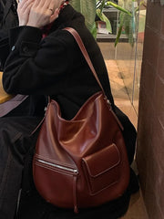 Cyflymder Pu Leather All Match Women's Handbag Vintage Casual Underarm Bag Y2k Aesthetic Office Lady Shoulder Bags Fashion Trendy