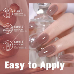 Cyflymder 10ml Jelly Nude Gel Nail Polish Crystal Translucent Coffee Soak Off Semi-Permanent Varnish Base Top Coat Manicure