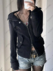 Cyflymder New Winter Women Stand Collar Double Breasted Coat Short Peacoat Elegant Commuter Black Warm Woolen Jacket Office Lady Outerwear