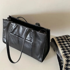 Cyflymder Korean Solid Patent Leather Bright Surface Tote Bag Fashion Large Capacity Commuter Shoulder Bag WomenCasual Handbag Elegant New