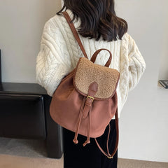 Cyflymder Women Korea autumn backpack female ins student soft suede shoulder bag casual travel bagpack brown rucksack school bags Mochila