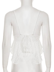 Cyflymder French Style Solid Bandage Camis Tops Sexy Slim Deep V-Neck Sleeveless Tank Tops Women 2025 Summer Fashion Streetwear