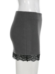 Cyflymder Basic Slim Lace Trim Bodycon Skirts Casual Sexy Solid Low-Waist Supper Mini Skirts Women 2025 Summer Fashion Streetwear