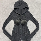 Cyflymder 90s Y2K Woman Vintage Harajuku Hooded hood Clothing Aesthetic Sweater Classic Female Cardigan Korean Minimalist Long Sleeve Tops