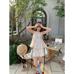 Cyflymder Lace Girl High Waist Hollow Embroidery Bow Strap Bud Fluffy Skirt
