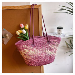 Cyflymder Casual Rattan Large Capacity Tote Designer Wicker Woven Women Handbags Summer Beach Bali Straw Bag Lady Travel Big Basket Purse