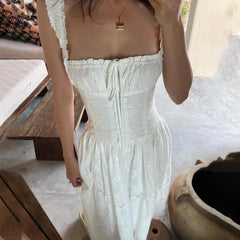 Cyflymder wedding guest outfit Temperament Y2K Off Back Dress Summer Hollow Out Mesh Ruched Halter Dress Elegant Women's Dresses For Party