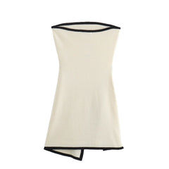 Cyflymder Autumn New French Style Fashionable Sexy Knowledge Slims Smooths Your Silhouette Knit Strapless Dress Apron