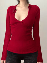 Cyflymder Retro Button-up Hollow Out Knitwear Shirts Women Casual Skinny Basic Long Sleeve Cropped Tops Streetwear Tee Shirt Lady