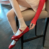 Cyflymder Vintage Mary Jane Shoes for Women Summer New Ballet Flats Large Size Flat Shoes