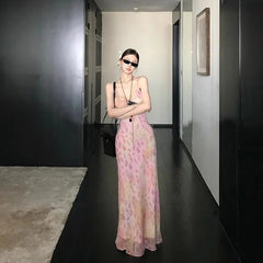 Cyflymder Sexy Printed Camis Dress Women Korean Fashion Slim Floral Spaghetti Strap Dress Summer Retro Harajuku Sleeveless Party Vestidos