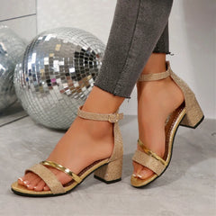 Cyflymder Women Sandals Summer New Fashion Sexy Medium High Heel Outdoor Sandals Elegant Casual Comfortable Wedding Shoes for Women