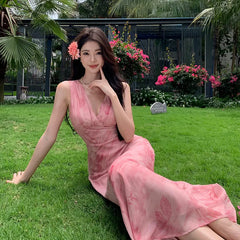 Cyflymder French Style Long Dress-Style Oblique Slim-fit Sexy Dress Ankle-length Dress For Vacation