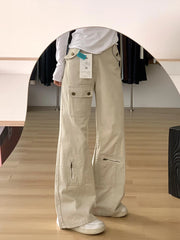 Cyflymder American Design Loose Women's Jeans Wide Leg Pants High Waist Cargo Denim TAs Summer Thin MicroFlared Utili Dungarees