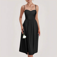 Cyflymder Women Elegant Prom Dress Spaghetti Strap Lace Up Backless High Waist Evening Party Dress Sleeveless Solid Cocktail Vestidos