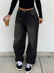 Cyflymder Women Casual Daily Stretchy Low Waist Jeans Women Y2K High Street Denim Pants Female Chic Baggy Straight Wide Leg Trousers