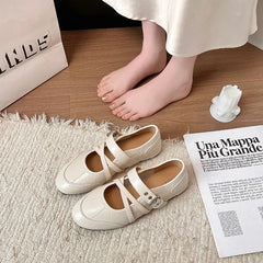 Cyflymder French Retro Casual Ballet Single Shoes Women's Invisible Inside Heightened Cross Buckle Flat Mary Jane Shoes,Women's Shoes35-40