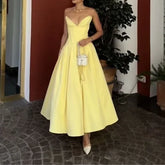 Cyflymder Cross-Border Women's Fashionable Elegant Long Dress Sexy Strapless Bone Waist-Fitted Slimming Dress Batches