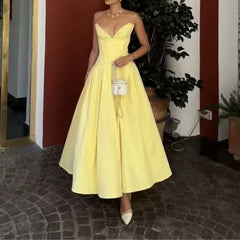 Cyflymder Cross-Border Women's Fashionable Elegant Long Dress Sexy Strapless Bone Waist-Fitted Slimming Dress Batches