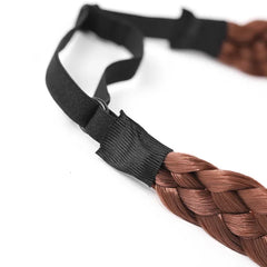 Cyflymder Synthetic Woman Black Gold Hair Style Braided Headband Hairpiece Braids Twist Elastic Hair Headband With Adjustable Wide Belt
