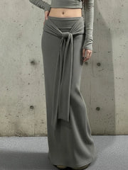 Cyflymder Autumn Y2k Sexy Slim Solid All Match Low Waist Bandage Slight Strech Skirts