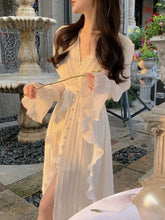 Cyflymder Pure Color French Elegant Dress Woman Long Sleeve Fairy Midi Dress Casual Summer Slim Party One Piece Dress Korean Design