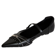 Cyflymder Women'S Unique Design Pointed Toe Mary Jane Shoes One Strap French Low Heel Wedge Pumps Fashion Comfortable Lady Footwear